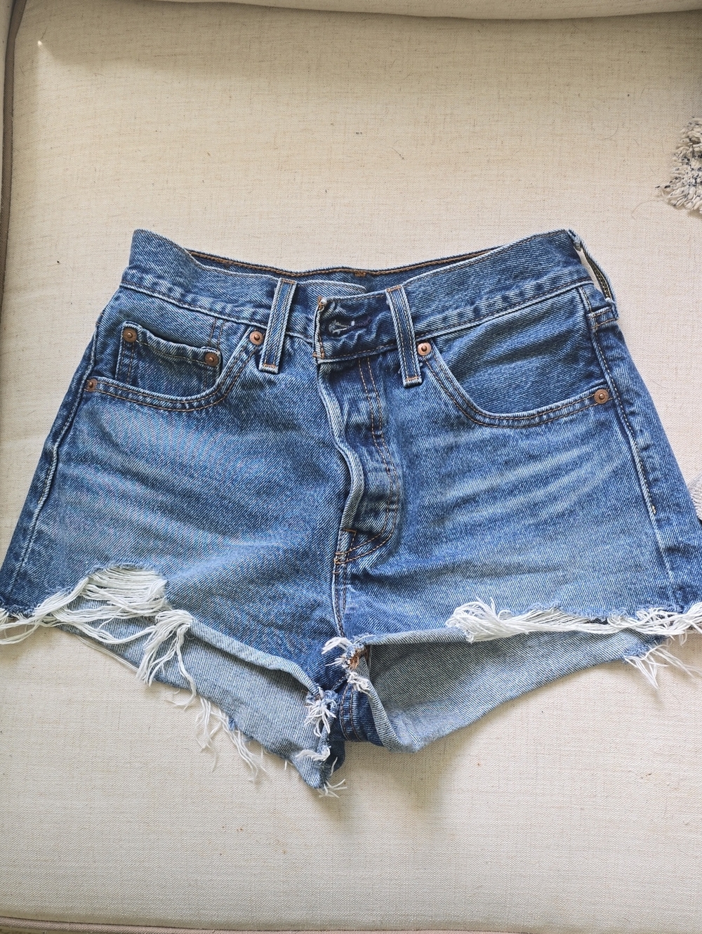 Levi's Blue Distressed Denim Cutoff Shorts - Women's